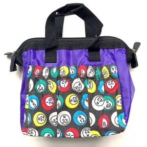 Bingo Bag- 6 Pocket- Lucky Bingo Ball Purple Zipper Bag
